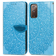 Custodia Portafoglio In Pelle Fantasia Modello Cover con Supporto S04D per Samsung Galaxy S20 FE 4G Blu