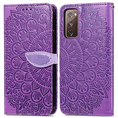 Custodia Portafoglio In Pelle Fantasia Modello Cover con Supporto S04D per Samsung Galaxy S20 FE 4G Viola