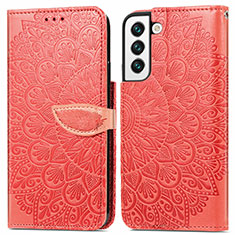 Custodia Portafoglio In Pelle Fantasia Modello Cover con Supporto S04D per Samsung Galaxy S21 Plus 5G Rosso