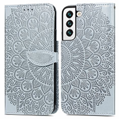 Custodia Portafoglio In Pelle Fantasia Modello Cover con Supporto S04D per Samsung Galaxy S22 Plus 5G Grigio