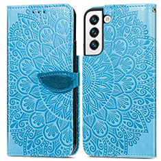 Custodia Portafoglio In Pelle Fantasia Modello Cover con Supporto S04D per Samsung Galaxy S23 Plus 5G Blu