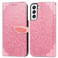 Custodia Portafoglio In Pelle Fantasia Modello Cover con Supporto S04D per Samsung Galaxy S23 Plus 5G Oro Rosa