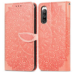 Custodia Portafoglio In Pelle Fantasia Modello Cover con Supporto S04D per Sony Xperia 10 IV SO-52C Arancione