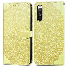 Custodia Portafoglio In Pelle Fantasia Modello Cover con Supporto S04D per Sony Xperia 10 IV SO-52C Giallo