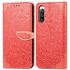 Custodia Portafoglio In Pelle Fantasia Modello Cover con Supporto S04D per Sony Xperia 10 IV SO-52C Rosso