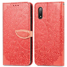 Custodia Portafoglio In Pelle Fantasia Modello Cover con Supporto S04D per Sony Xperia Ace II SO-41B Rosso