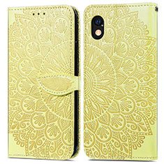 Custodia Portafoglio In Pelle Fantasia Modello Cover con Supporto S04D per Sony Xperia Ace III SO-53C Giallo