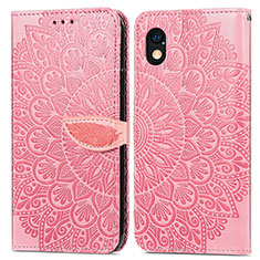 Custodia Portafoglio In Pelle Fantasia Modello Cover con Supporto S04D per Sony Xperia Ace III SO-53C Oro Rosa