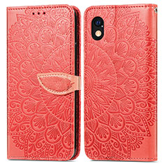 Custodia Portafoglio In Pelle Fantasia Modello Cover con Supporto S04D per Sony Xperia Ace III SO-53C Rosso