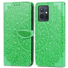 Custodia Portafoglio In Pelle Fantasia Modello Cover con Supporto S04D per Vivo iQOO Z6 5G Verde