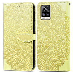 Custodia Portafoglio In Pelle Fantasia Modello Cover con Supporto S04D per Vivo V20 Giallo