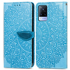 Custodia Portafoglio In Pelle Fantasia Modello Cover con Supporto S04D per Vivo V21 5G Blu