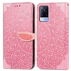 Custodia Portafoglio In Pelle Fantasia Modello Cover con Supporto S04D per Vivo V21 5G Oro Rosa