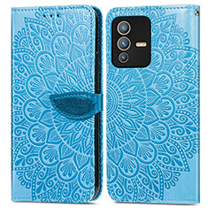 Custodia Portafoglio In Pelle Fantasia Modello Cover con Supporto S04D per Vivo V23 Pro 5G Blu