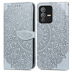 Custodia Portafoglio In Pelle Fantasia Modello Cover con Supporto S04D per Vivo V23 Pro 5G Grigio