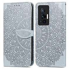 Custodia Portafoglio In Pelle Fantasia Modello Cover con Supporto S04D per Vivo X70 Pro 5G Grigio