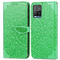 Custodia Portafoglio In Pelle Fantasia Modello Cover con Supporto S04D per Vivo Y21s Verde