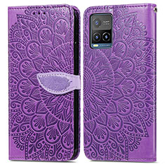 Custodia Portafoglio In Pelle Fantasia Modello Cover con Supporto S04D per Vivo Y32 4G Viola