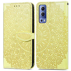 Custodia Portafoglio In Pelle Fantasia Modello Cover con Supporto S04D per Vivo Y72 5G Giallo