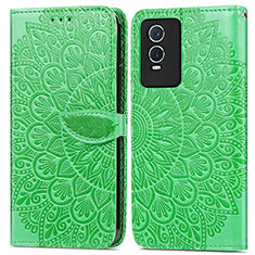 Custodia Portafoglio In Pelle Fantasia Modello Cover con Supporto S04D per Vivo Y74s 5G Verde