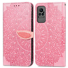 Custodia Portafoglio In Pelle Fantasia Modello Cover con Supporto S04D per Xiaomi Civi 1S 5G Oro Rosa