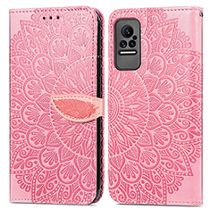 Custodia Portafoglio In Pelle Fantasia Modello Cover con Supporto S04D per Xiaomi Civi 5G Oro Rosa