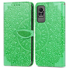 Custodia Portafoglio In Pelle Fantasia Modello Cover con Supporto S04D per Xiaomi Civi 5G Verde