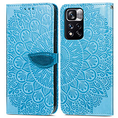 Custodia Portafoglio In Pelle Fantasia Modello Cover con Supporto S04D per Xiaomi Mi 11i 5G (2022) Blu