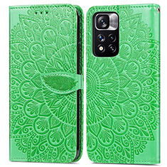 Custodia Portafoglio In Pelle Fantasia Modello Cover con Supporto S04D per Xiaomi Mi 11i 5G (2022) Verde