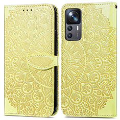 Custodia Portafoglio In Pelle Fantasia Modello Cover con Supporto S04D per Xiaomi Mi 12T 5G Giallo