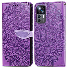 Custodia Portafoglio In Pelle Fantasia Modello Cover con Supporto S04D per Xiaomi Mi 12T 5G Viola