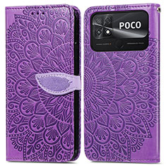 Custodia Portafoglio In Pelle Fantasia Modello Cover con Supporto S04D per Xiaomi Poco C40 Viola