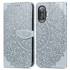 Custodia Portafoglio In Pelle Fantasia Modello Cover con Supporto S04D per Xiaomi Poco F3 GT 5G Grigio