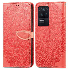 Custodia Portafoglio In Pelle Fantasia Modello Cover con Supporto S04D per Xiaomi Poco F4 5G Rosso