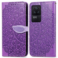 Custodia Portafoglio In Pelle Fantasia Modello Cover con Supporto S04D per Xiaomi Poco F4 5G Viola