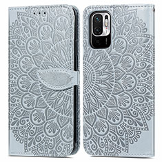 Custodia Portafoglio In Pelle Fantasia Modello Cover con Supporto S04D per Xiaomi POCO M3 Pro 5G Grigio