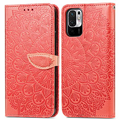 Custodia Portafoglio In Pelle Fantasia Modello Cover con Supporto S04D per Xiaomi POCO M3 Pro 5G Rosso