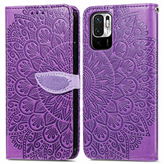 Custodia Portafoglio In Pelle Fantasia Modello Cover con Supporto S04D per Xiaomi POCO M3 Pro 5G Viola