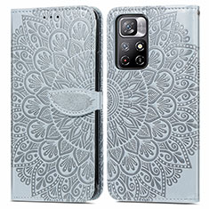 Custodia Portafoglio In Pelle Fantasia Modello Cover con Supporto S04D per Xiaomi Poco M4 Pro 5G Grigio