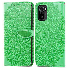 Custodia Portafoglio In Pelle Fantasia Modello Cover con Supporto S04D per Xiaomi Poco M5S Verde