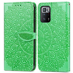 Custodia Portafoglio In Pelle Fantasia Modello Cover con Supporto S04D per Xiaomi Poco X3 GT 5G Verde