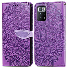 Custodia Portafoglio In Pelle Fantasia Modello Cover con Supporto S04D per Xiaomi Poco X3 GT 5G Viola