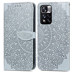 Custodia Portafoglio In Pelle Fantasia Modello Cover con Supporto S04D per Xiaomi Poco X4 NFC Grigio