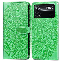 Custodia Portafoglio In Pelle Fantasia Modello Cover con Supporto S04D per Xiaomi Poco X4 Pro 5G Verde