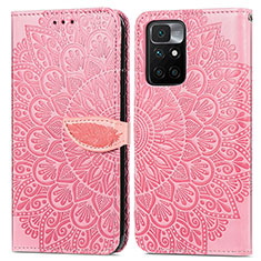 Custodia Portafoglio In Pelle Fantasia Modello Cover con Supporto S04D per Xiaomi Redmi 10 (2022) Oro Rosa