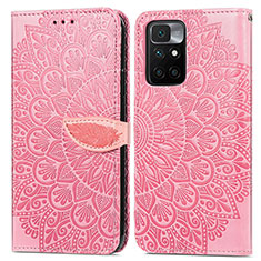 Custodia Portafoglio In Pelle Fantasia Modello Cover con Supporto S04D per Xiaomi Redmi 10 4G Oro Rosa