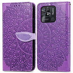 Custodia Portafoglio In Pelle Fantasia Modello Cover con Supporto S04D per Xiaomi Redmi 10 India Viola