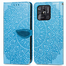Custodia Portafoglio In Pelle Fantasia Modello Cover con Supporto S04D per Xiaomi Redmi 10 Power Blu