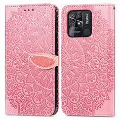 Custodia Portafoglio In Pelle Fantasia Modello Cover con Supporto S04D per Xiaomi Redmi 10C 4G Oro Rosa