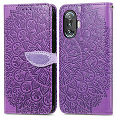 Custodia Portafoglio In Pelle Fantasia Modello Cover con Supporto S04D per Xiaomi Redmi K40 Gaming 5G Viola